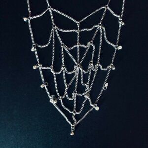 Spiderweb necklace, chain spider web necklace with rhinestones